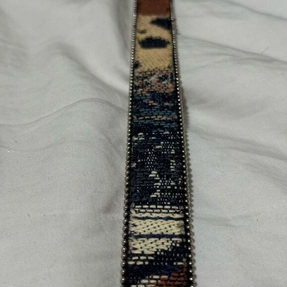 Absolutely Fresh Vintage Tapestry Patchwork Silver Ball Chain Belt 36” - Picture 3 of 8